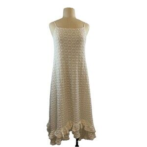 Anthropologie White Crochet Ruffle Dress Size XS